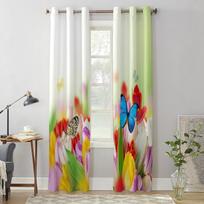 Beautiful Colorful Tulips Flowers Window Curtains For Living Room Bedroom Luxury Modern Kitchen Curtains Fabric Drapes 135W x 60H(cm) x1 white