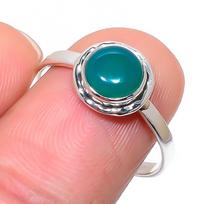 Natural Green Onex Gemstone Handmade 925 Sterling Silver Jewelry Ring S.10 a5a89