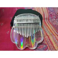 Kalimba Acrylic 17 Key Transparent Thumb Piano Crystal Cat Claw Shape With Acrylic Stand Bracket Rainbow light style black