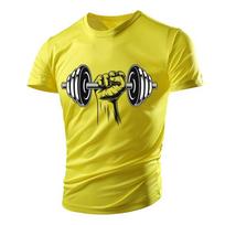 New Summer Gym Dumbbell Casual Men's Women's T-shirt Breathable Lightweight Translucent Top Sports Quick Dry Short Sleeves 6XL pilka