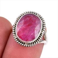 Red Ruby(Simulated) Gemstone Handmade 925 Sterling Silver Jewelry Ring S.6 I1b29