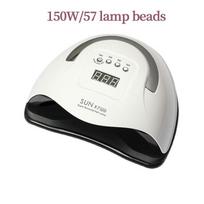 150w UV LED nagų lempa manikiūrui 57 UV LED lemputės gelinio nagų lako džiovintuvas 180 laipsnių apšvietimas be neapšviestų zonų EU PLUG balta