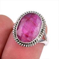 Red Ruby(Simulated) Gemstone Handmade 925 Sterling Silver Gift Ring S.6.5 W7B54