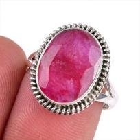 Red Ruby(Simulated) Gemstone Handmade 925 Sterling Silver Gift Ring S.7.5 i2b86