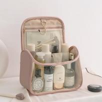 Transparent PU Cosmetic Bag with Hook Waterproof Travel Washbag Large Makepouch