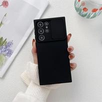 Skysto silikono minkštas dėklas, skirtas Samsung Galaxy S24 S23 S22 S21 S20 Plus Ultra FE A53 A03S A72 A52 5G A32 A22, su slankiu kameros dangteliu For S24 juoda