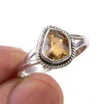Natural Citrine Gemstone Handmade 925 Sterling Silver Jewelry Ring Size 6.5 j6i96 gray