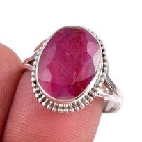 Red Ruby(Simulated) Gemstone Handmade 925 Sterling Silver Gift Ring S.8.5 P1R39