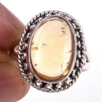 Natural Citrine Gemstone Handmade 925 Solid Sterling Silver Ring Size 7 N0T88 gray