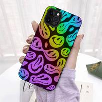 Cute Funny Trippy Smiley Face Phone Case for iPhone 11 12 13 Mini Pro Max 8 7 6 6S Plus X 5 SE 2020 XR XS Funda Case 13 Pro Max pink