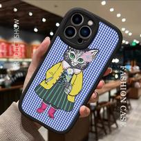 For Iphone14 Phone Case for Iphone 13 12 11 Pro MAX 7 8 plus X XS XR 14 Luxury Ins Design Funny Cat Lambskin Protective Covers 13 pro max white