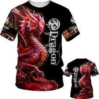 2023 m. 3D spausdintas drakono rašto T-shirt rudeniui universalus vyriškas trumpomis rankovėmis apvalios apykaklės viršus gatvės tendencijos vyriškas retro y2k T-shirt S brown