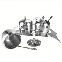304 nerūdijančio plieno dubuo su cukrumi su skaidriu dangteliu su 3 dozavimo šaukštais ir neslystančiu pagrindu 3pcs/set