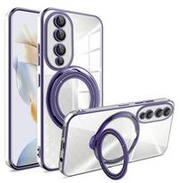 Magsafe magnetinis dengtas TPU dėklas Honor 90 Honor90 Pro, belaidžio įkrovimo, objektyvo apsaugos, skaidrus dangtelis For Honor 90 violetinė
