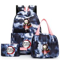 3Pcs/set Anime Demon Slayer Backpack for Girls Boys Back To Schoolbag with Lunch Bag Student Bookbag Men Women Travel Bag Mochil