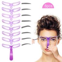 8 Styles Antakių formavimo trafaretai Grooming Shaper Template Makeup Tool Kit One Size violetinė