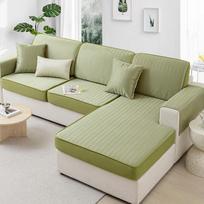 Summer Ice Silk Summer Mat Sofa Herringbone Pattern Summer Mat Cushion Leather Sofa of Solid Wood 60*60cm beige
