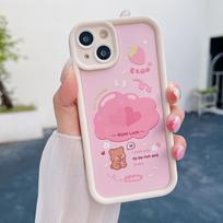 Silicone Case for Xiaomi Redmi Note 13 12 11 10 Samsung A54 A24 A14 Oppo A78 A58 A38 Tecno Spark 10C Funda Love Heart Bear Cute Cover Soft TPU Bumper Infinix Hot 10 pink