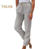Women Casual Pants Solid Color Loose Fit Sweatpants Elastic Waist Adjustable Drawstring Lounge Workout Trousers with Pockets 3XL pilka