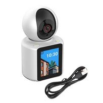 1080P belaidė apsaugos kamera „Wi-Fi“ kamera Pasukama / pakreipta kamera su 2,8 colių IPS ekranu, 360 laipsnių judesiu US Plug balta