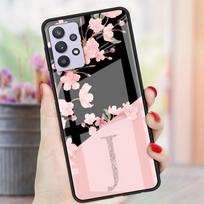 Individualus vyšnių žiedų gėlės raidės stiklinis dėklas, skirtas Samsung Galaxy A52 A71 A50 A51 A70 A21s A31 A72 A10 A12 A22 5G telefono dėklui Samsung A30 black