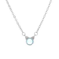 Cat Kitten Necklace Choker Hipster Short Personality Artsy Sweet Diamond Blue Crystal Cat Collarbone Chain Female