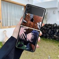 Luxury Case For Samsung Galaxy Z Flip 4 3 5G Black PC Hard Phone Cases Fashion Back Cover ZFlip Funda Jujutsu Kaisen Shell Capa Samsung Z Flip 4 5G
