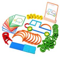 Geros kokybės mediniai kūrybiniai pagaliukai ir žiedų dėlionė, lavinantis žaidimas, Montessori ankstyvojo ugdymo žaislai vaikams, dovana