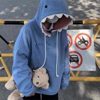 Juokingi  Shark Patchwork  vilnos megztiniai Moteriški Vyriški Rudens Kawaii Megztiniai Laisvalaikiai ilgomis rankovėmis megztiniai Mokykliniai drabužiai porai Nauji XXXL mėlyna