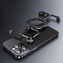 Prabangus aliuminio lydinio berėmio tuščiavidurio laikiklio telefono dėklas, skirtas iPhone 15 14 13 12 Pro Max Plus Magsafe magnetinio metalinio rėmo dangtelis For iPhone 15 Pro Max juoda