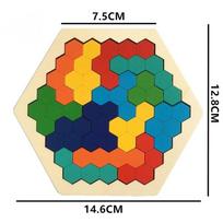 Šešiakampės medinės dėlionės IQ žaidimas Mokomieji žaislai vaikams Vaikai Suaugusiesiems Tangram lenta IQ Protų žaidimai Montessori žaislai Dovanos