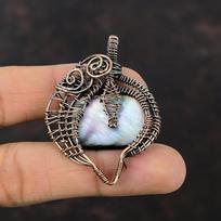Black Mother Of Pearl Gemstone Pendant Copper Wire Wrapped Pendant Handmade Pendant Copper Jewelry For Gift Decent Pendant Wire Wrap Jewelry gray