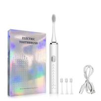 Elektrinis dantų šepetėlis Soninis vibracinis dantų šepetėlis Dantų balinimui, Burnos priežiūrai, Valiklis, USB įkraunamas dantų šepetėlis suaugusiems white
