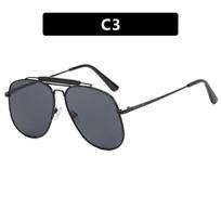 Fashionable Glasses Metal Large Frame Glasses Non-Polarized Fashion Accessory  oranžinė