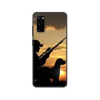 Juodas tpu dėklas skirtas Samsung galaxy S20 /S20 PLUS/S20 ultra/S20+ /S20FE galinis dangtelis Medžioklinis šuo ir žvejys Samsung S20 black