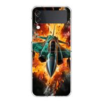 Phone Case For Samsung Galaxy Z Flip 3 4 5 Transparent fold High Hard PC Shell For Galaxy Z Flip 3 5 Clear Cover Fighter Planes Galaxy Z Flip 4