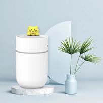 Air Humidifier Aromatherapy Machine Cartoon Cat Aroma Diffuser With Night Light USB Cold Mist Maker For Home Fresh Air For Gift white