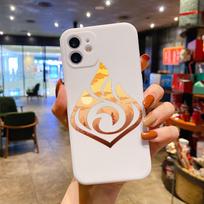 Genshin impact Logo Luxury Square Liquid Silicone Phone Case For iPhone 14 11 12 13 Pro Max Mini X XS XR 7 8 Plus SE2 DIY Cover iPhone 12 black