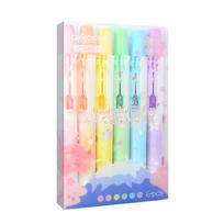 6Pcs/set Kawaii Retractable Highlighters Macaron Pastel Highlighter Pen Fluorescence Markers for School Supplies Cute Stationery white