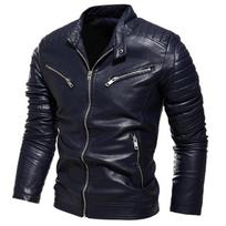 Žieminė juoda odinė striukė Vyriška kailiu pamušta šilta motociklo striukė Slim Street Fashion juodas dviratininko paltas Plisuoto dizaino užtrauktukas L