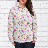 Autumn New 3D Printed Digital Two Tone Rose Printing Hoodie Women Baseball Uniform XS rožinė