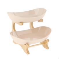 Vaisių lėkštė Patiekalų dubuo Maisto padavėjas Stovas saldainiams 2/3 pakopų 2 Tiers Beige beige