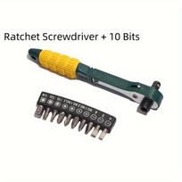 1SET Tungsten Steel Ratchet Screwdriver and Socket Wrench Set, Quick-Adjust Double Head Mini Hand Tool Kit for Mechanical and Home Repair black