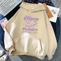 Create A Kinder Planet Printing Hoodie Women New Sportswear Crewneck Multicolor Clothes Casual Comfortable Female Hoody S
