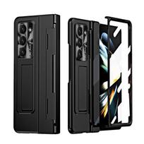 Plonas plastikinis dėklas, skirtas Samsung Galaxy Z Fold 6 5 4 3 stovas, lankstas, apsauginė plėvelė, pilnai dengiantis laikiklis, atsparus smūgiams Samsung Galaxy Z Fold 6 juoda