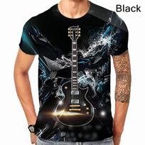 Madingi vyriški/moteriški muzikos bosinės gitaros didžėjaus marškinėliai su juokingais 3D spausdinimo elementais, laisvalaikio stiliaus, trumpomis rankovėmis, S-5XL dydžiai S balta