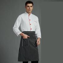 Unisex Chef's Uniform Solid Color Single-breasted Stand Collar Top + apron L balta
