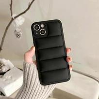 Apple iPhone 11 Pro Max minkšto krašto medvilninė pūkinė striukė dėklas, sidabrinis, skirtas vyrams ir moterims. iPhone 14 juoda