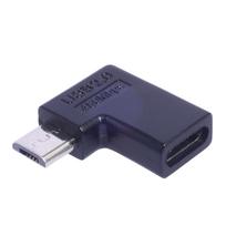 Kampinis o USB į USB į USB TypeC adapterį, 90 laipsnių o USB į TypeC keitiklio jungtys left