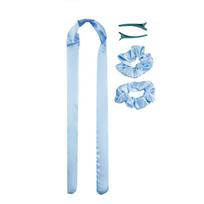 5 Color Heatless Curling Rod Headband Hair Curler No Heat Curls Ribbon with Hair Clips and Scrunchie Sleeping Curls Silk Ribbon mėlyna